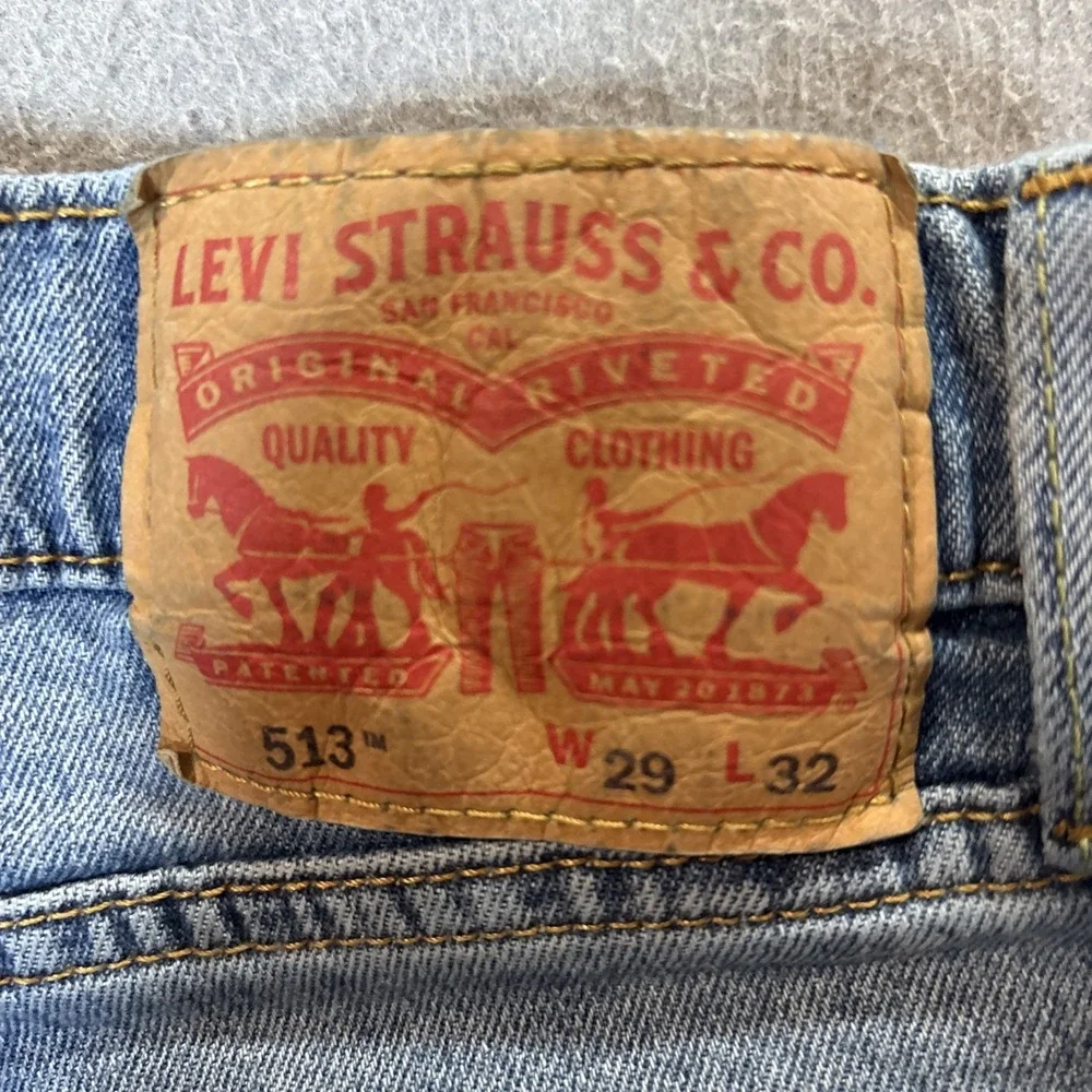 Levi's Men's 513 Slim Blue Denim Jeans Low Rise Medium Wash 29/32